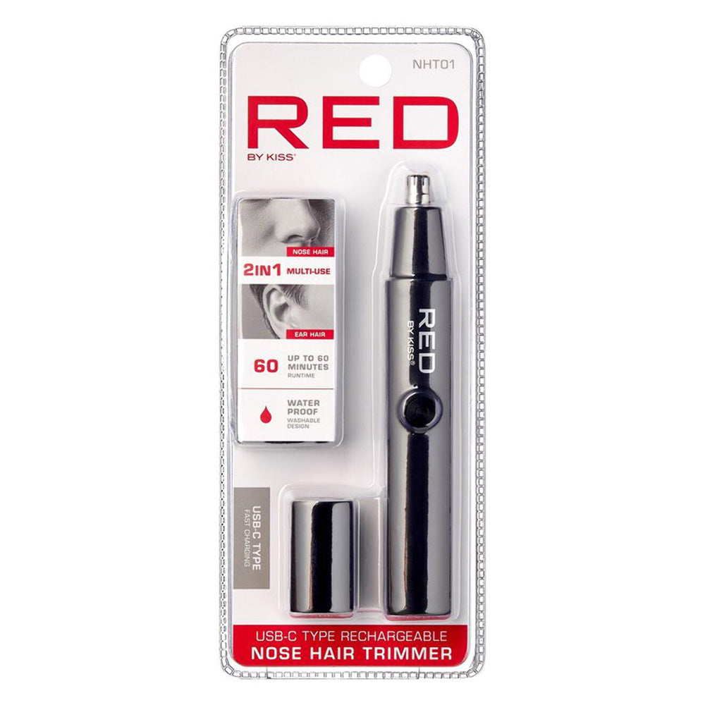 Kiss Red Nose Trimmer Rechargeable for Safe Easy and Painless Nose and Ear Hair Removal 1Ea